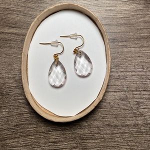 Clear, textured gem dangly earrings